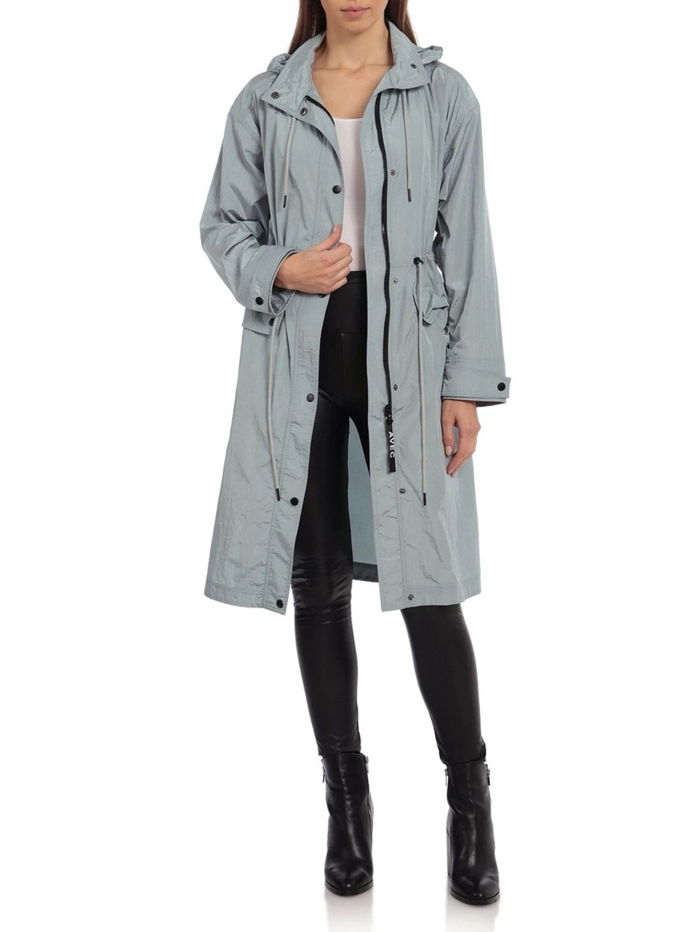 NWT NEW Avec Les Filles Teal Anorak Long water resistant trench Raincoat Medium